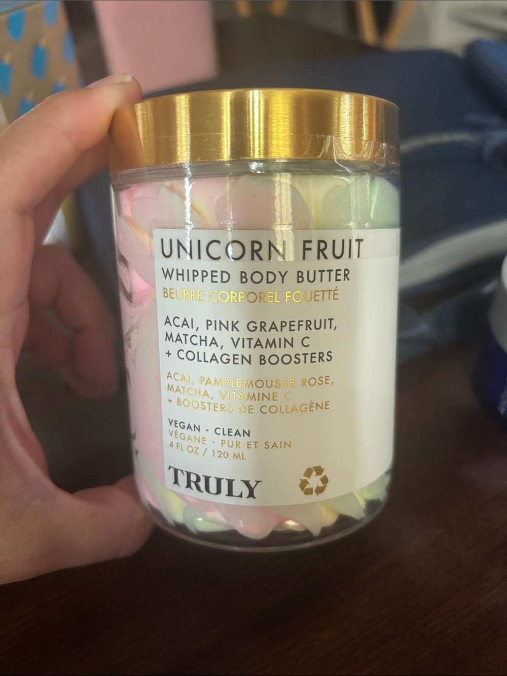 TRULY Unicorn Fruit Whipped Body Butter - Pink, Green, White with Gold Lid